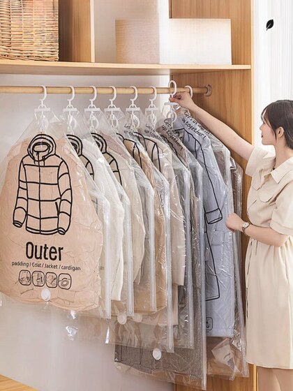 Hanging Clothes Dust Cover Vacuum Compression Bag down Jacket Coat Cotton Clothing Storage Bag Clothing Organizing Bag