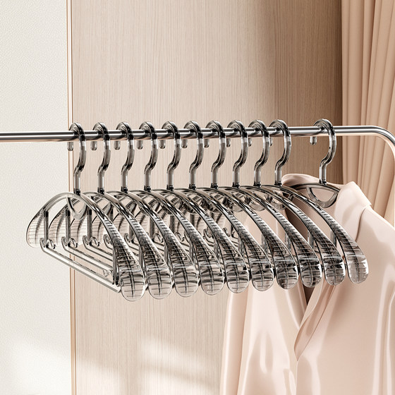 German High-End Seamless Clothes Hangers for Home Use, Light Luxury, Advanced Transparent Wide-Shoulder Non-Slip Clothing Store Hangers