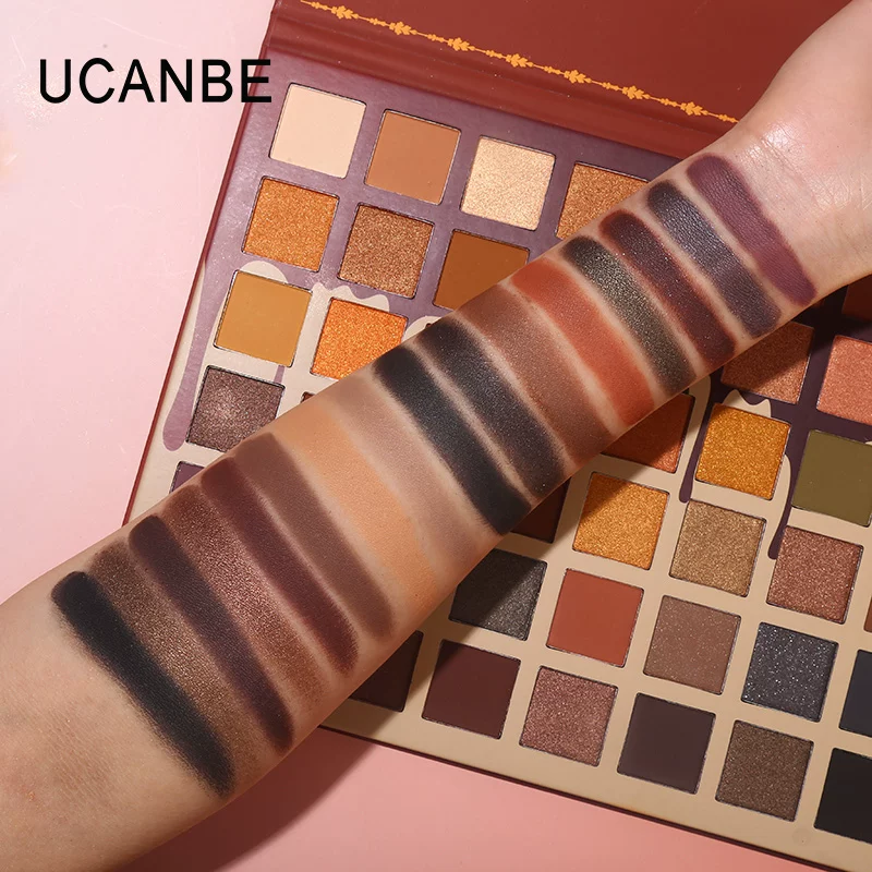 Палетка акриловых теней для век Ucanbe Caramel brown, 48 оттенков, землистые тона, европейский стиль