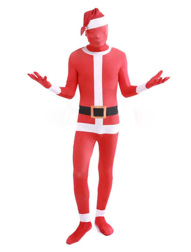 Full Coverage Christmas Grandpa Lycra Patchwork Full Coverage Bodysuit Jumpsuit ZENTAI Party Costumes
