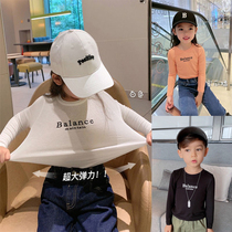 Girls bottoming shirts 2021 spring and autumn new boys baby autumn clothes all-match long-sleeved tops childrens thin high elastic t-shirts