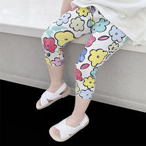 Girls seven-point leggings 2022 new summer ice silk thin section childrens foreign style little girl baby outer wear pants