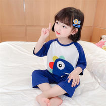 Childrens home clothes set summer thin section modal boys and girls pajamas high waist belly pants baby air conditioning clothes