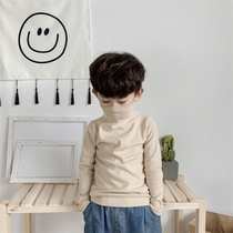 Childrens bottoming shirt girls long-sleeved high-neck baby spring autumn and winter new thickened t-shirt boys solid color shirt foreign style