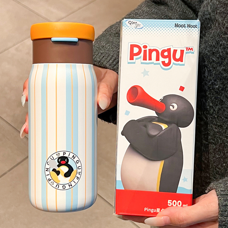 Pingu Penguin Family Couple Double Drinking Insulated Cup Women's New High-Value Water Cup Birthday Mid-Autumn Festival Gift Pingu Penguin Family Couple Double Drinking Insulated Cup Women's New High-Value Water Cup Birthday Mid-Autumn Festival Gift