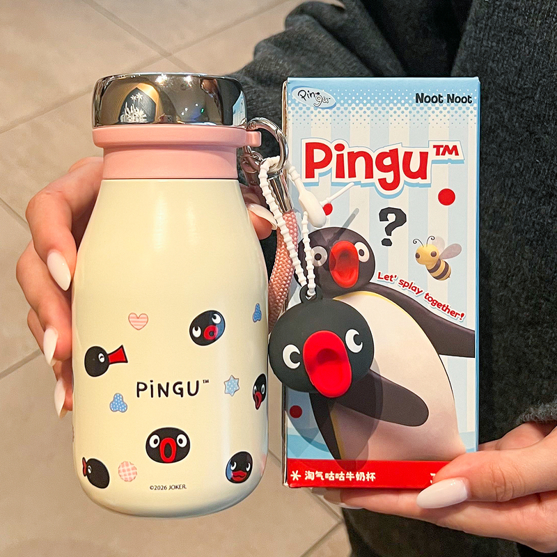Pingu Penguin Family Insulated Cup for Girls, High-Quality Tea Cup, Office Birthday Mid-Autumn Festival Gift Pingu Penguin Family Insulated Cup for Girls, High-Quality Tea Cup, Office Birthday Mid-Autumn Festival Gift