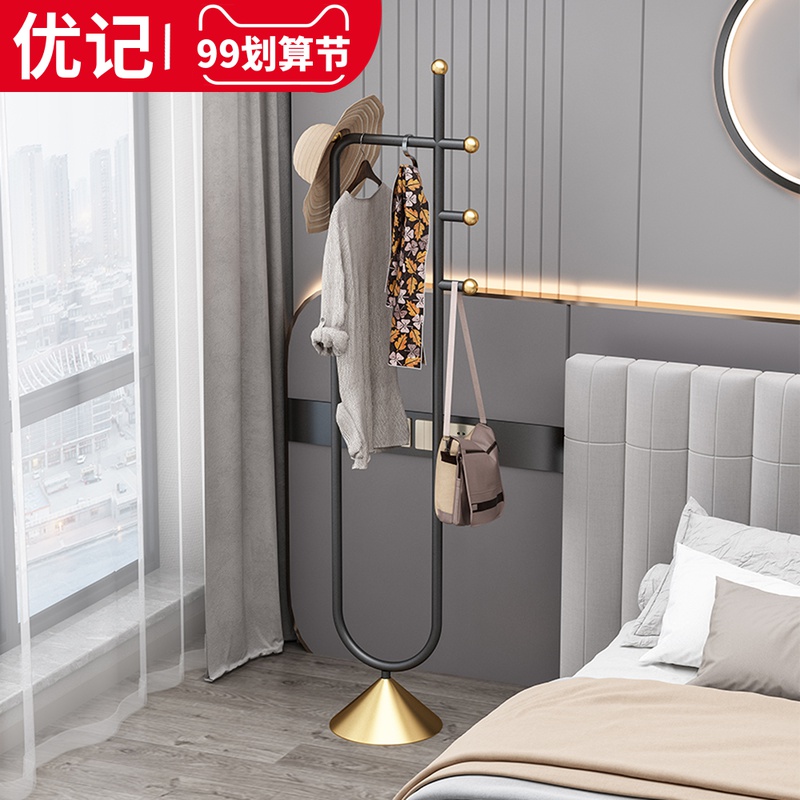 Light luxury clothes hanger floor-to-ceiling bedroom coat rack household simple door net red clothes drying rack rack hanging bag rack