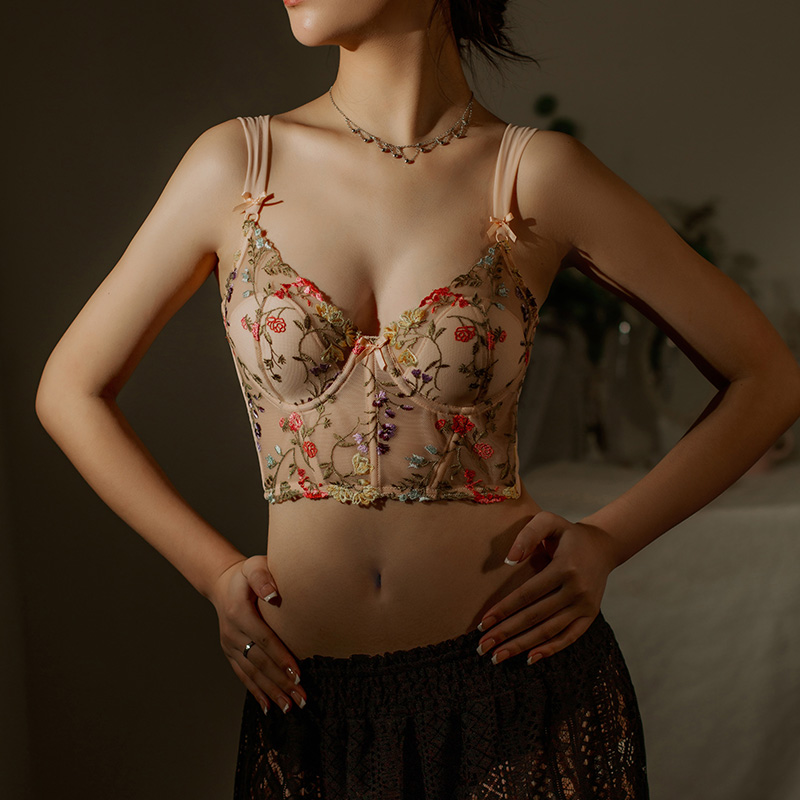 smiling foxy style fishbone underwear corset harness vest female smear embroidered retro hollowed-out inner lap