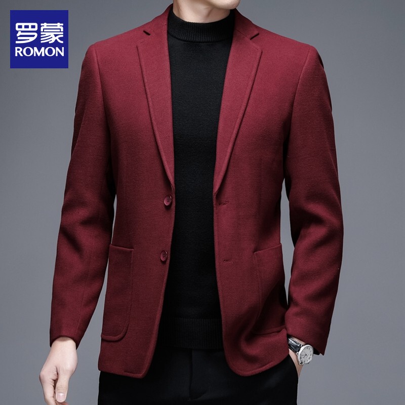Romon Red Suit for Men 2026 Spring New Business Casual Single-Breasted Jacket Casual Blazer for Men