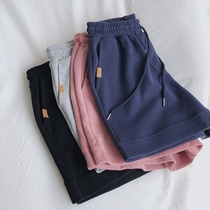 2022 Summer New Cotton Sports Shorts Woman Han Edition high waist wear loose leisure A - word broad leg hot pants tide