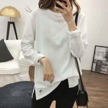 2021 Spring and Autumn new cotton T-shirt womens long sleeve Korean loose thin and versatile foreign style inside base shirt ins tide