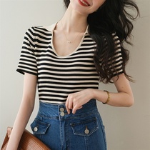 2022 Summer New Ice Filament Strip Knitted Sweater Female Female Large - Lead Short - sleeve Open T - shirt Coat