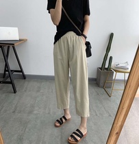 2022 Summer New Cotton Max Harlen Pants Woman thin and thin straight tube pants seven division radish pants