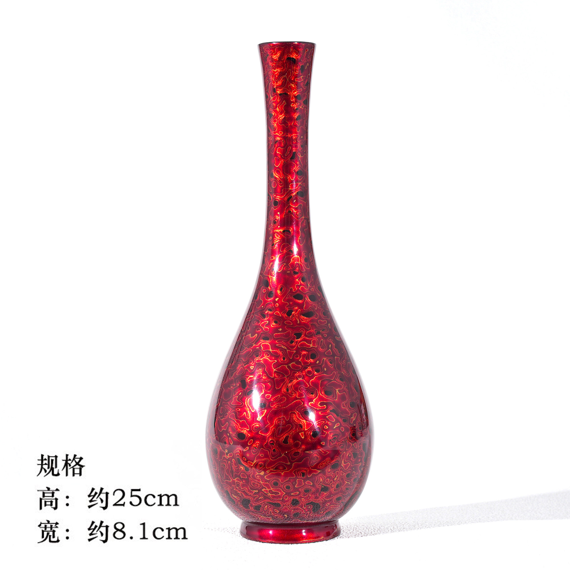 七巷大漆花瓶福州犀皮漆中式风格脱胎漆器工艺品红金观鱼-Taobao-Tmall