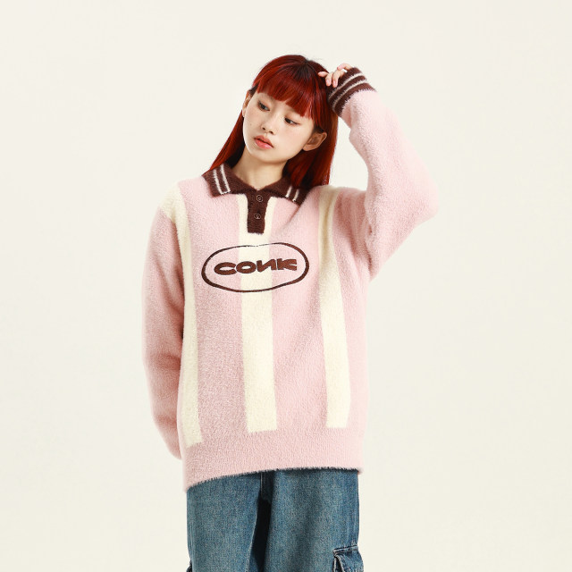 conklab imitation mink lapel sweater ດູໃບໄມ້ລົ່ນຂອງຜູ້ຊາຍແລະລະດູຫນາວວ່າງເສື້ອກັນຫນາວແບບສະບາຍໆແບບສະບາຍໆ