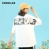 CONKLAB Summer Tide Thương hiệu Quốc gia Big Letter Daisy Tay áo ngắn Hip Hop Cặp đôi In áo thun Nam Xu hướng - Áo phông ngắn