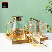 Light and luxurious hammer textured glass cups with heat-resistant water cup teacup cold water bottles for drinking water cups Living room hospitality Home suit