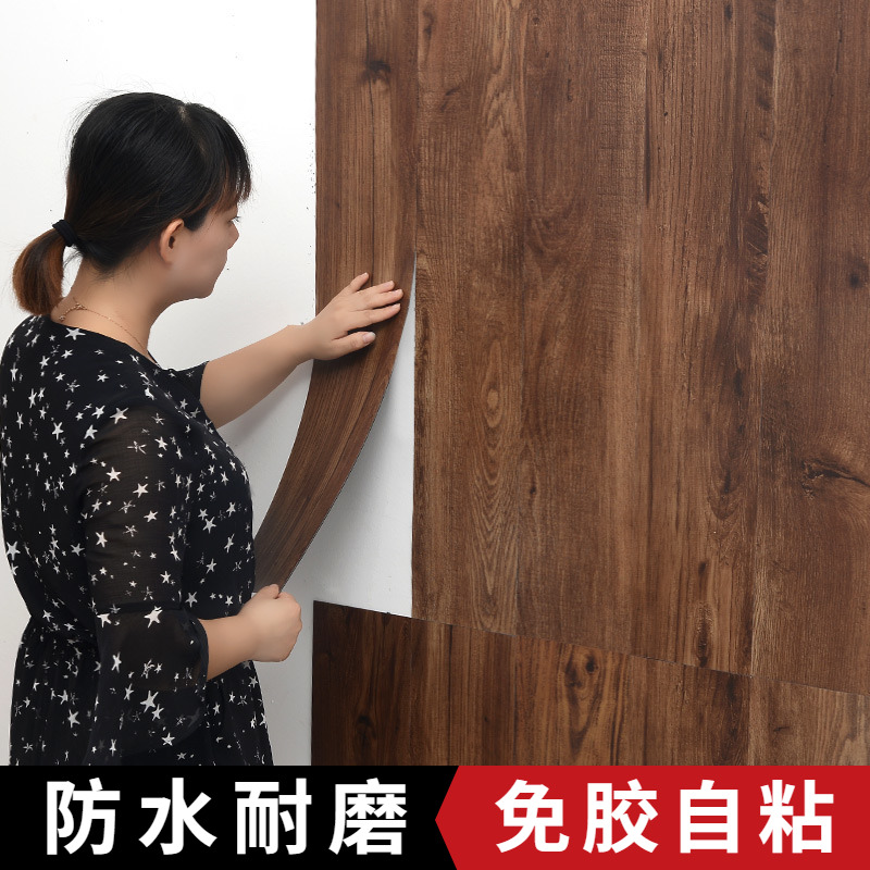 3D stereo wood resistant floor wall stickers self - sticker wallpaper waterproof household living room kitchen restaurant renovated wallpaper