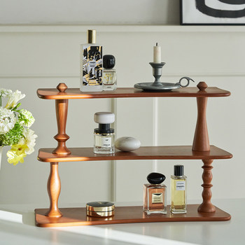 Mo yu, medieval style cherry wood solid wood storage rack, home desktop multi-function storage rack, water cup perfume countertop