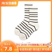 Socks Children Summer Thin Striped Long Socks ins Chains Han version Pure cotton Academy Wind minimis about 100 hitch a midcylinder sock woman