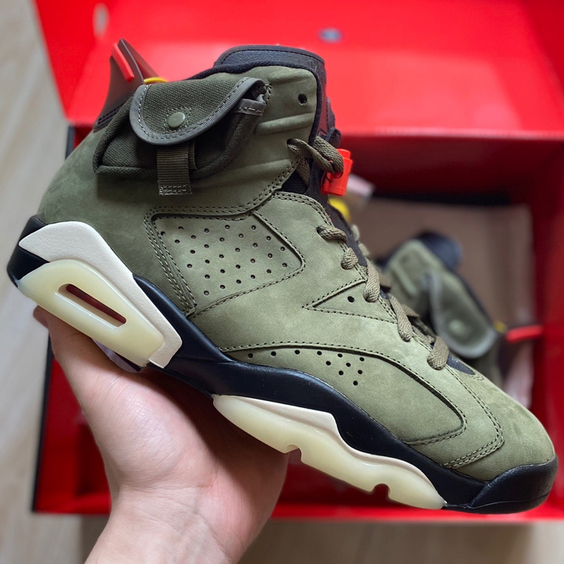Aj6 TS Joint Name (Blue Poison Packaging)Official website quality goods Chunyuan high   edition aj6TS jointly Army green Six crown manuscript male Joe 6 Excessive poison gym shoes tide