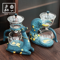 Lazy automatic tea maker Kung Fu tea set Household teacup Glass teapot tea making small set Office reception