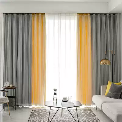 ins modern Nordic simple shading cotton and linen curtain fabric 2019 new net red light luxury wind sunshade bedroom living room