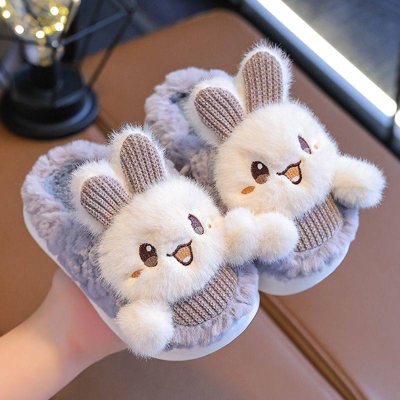 New Chinese-Style Children's Autumn and Winter Slippers, Non-Slip, Warm, Cute, Soft-Soled for Boys and Girls, Suitable for Home Use