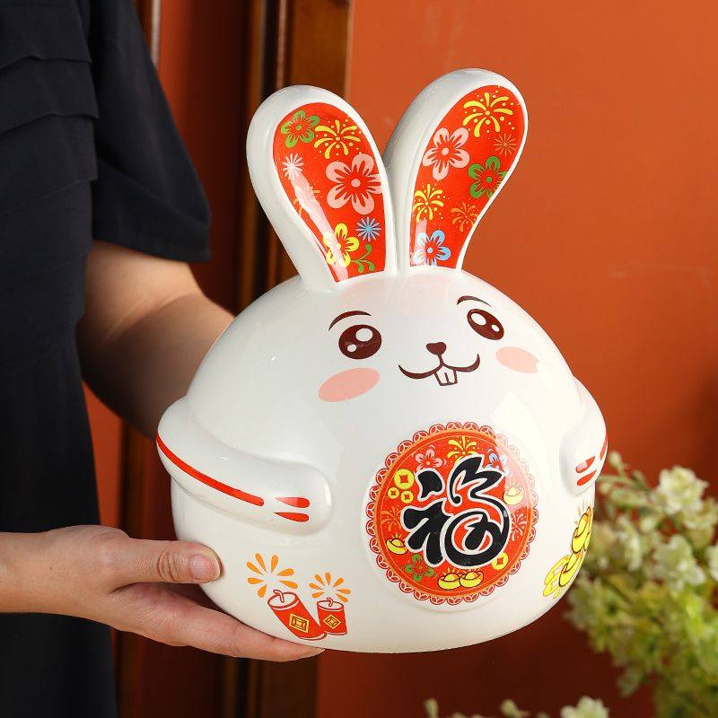 The Little Rabbit Piggy Bank Is Only for Deposits, Not Withdrawals, and Is Not Suitable for Children, Boys, or Girls with Good Looks. It Cannot Be Opened, and Is Made of Ceramic for Saving Money
