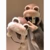 2025 New Style Cute Brown Leather Bear Ear Hat, Lei Feng Hat for Women, Ear Protection, Warm and Thick Plush Hat