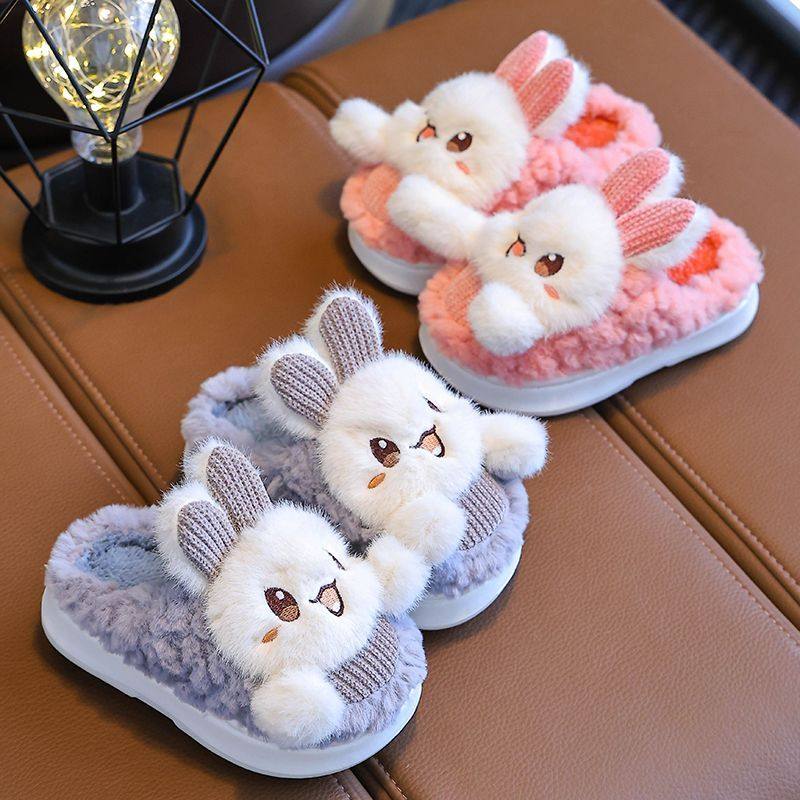 New Chinese-Style Children's Autumn and Winter Slippers, Non-Slip, Warm, Cute, Soft-Soled for Boys and Girls, Suitable for Home Use