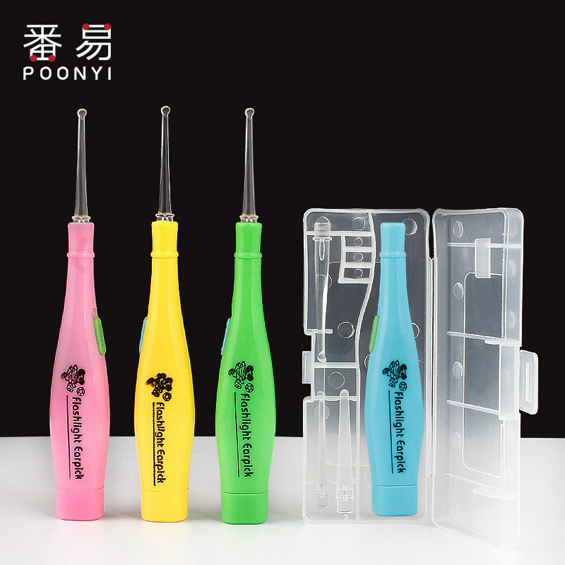 Earner Stainless Steel Ear Spoon Suit Children's Ear Picking tool with lamp Adult ear cleaner