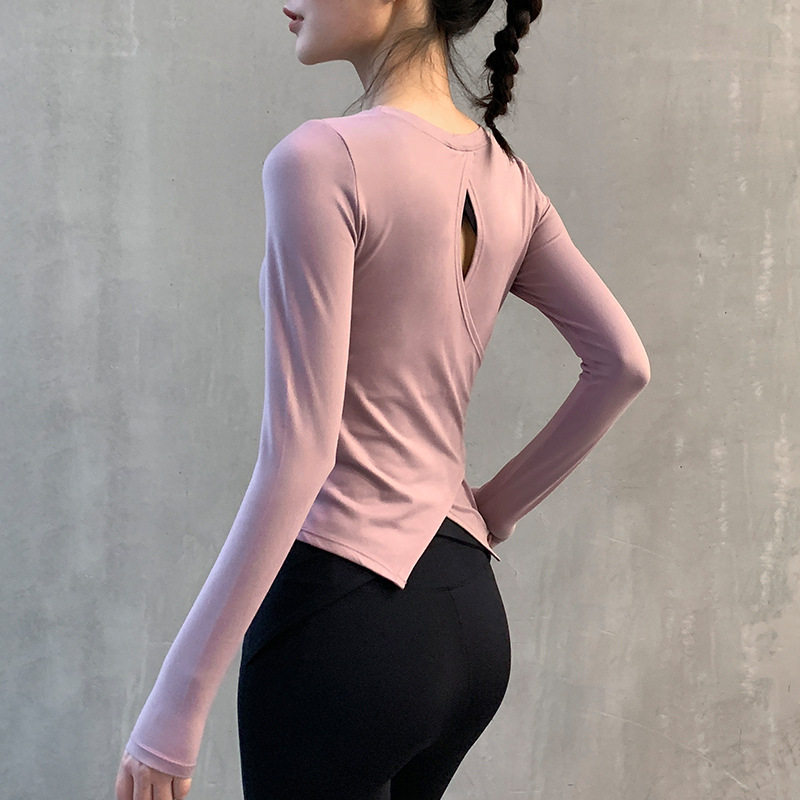 New Yoga Suit Jacket Long Sleeve Tight Fit Beauty Back Fitness Wear Autumn Slim Fit Slim Speed Dry Sports T-Shirt Woman