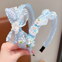 Синяя заколка для волос с бантиком, ободок, комплект, в цветочек