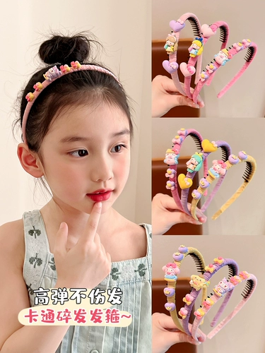 Детская челка, ободок, нескользящий аксессуар для волос, мультяшные шпильки для волос