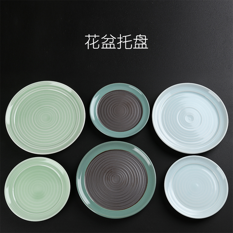 Ceramic tray was rounded square white biscuit firing coarse pottery creative fleshy flower pot dish of small and medium - sized flowerpot tap water