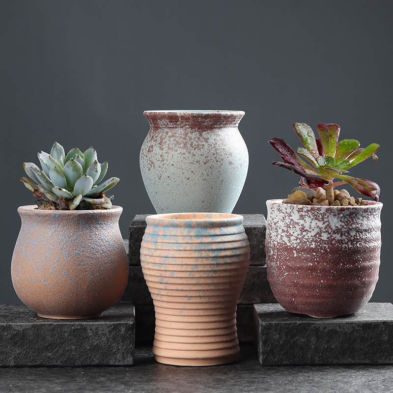 The New blasting POTS much meat flower POTS and) northern pottery simple manual meat meat small flower implement suit bag mail on sale