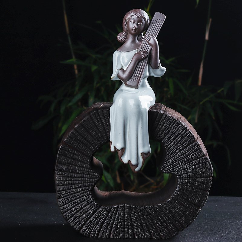 Creative ceramic furnishing articles take spoil celadon up maid dancer water landscape decoration decoration indoor DIY