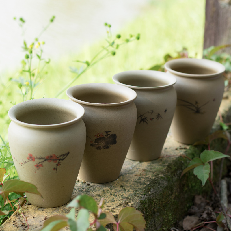 Creative to restore ancient ways more meat cooks, coarse pottery flower POTS, breathable ceramic flowerpot contracted classic Chinese style manual old from running