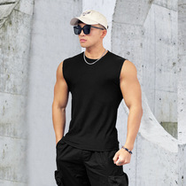 Hot weather sweatshirt Beixin quilt summer new mens sports vest round neck solid color quick-drying running training ice silk