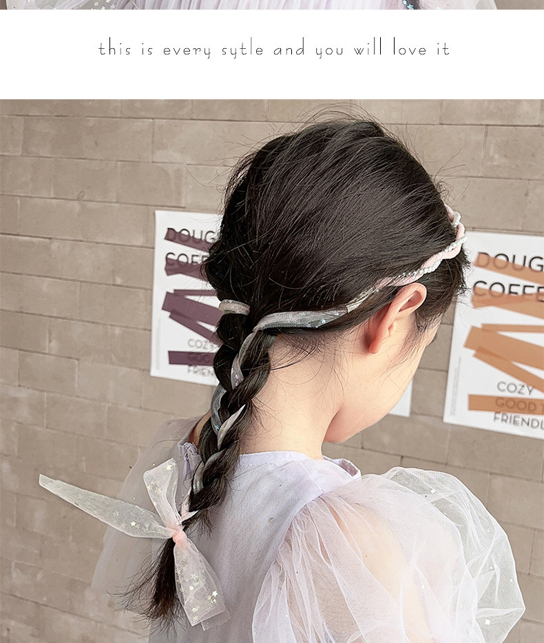 2023儿童发箍公主洋气仙美飘带编发神器宝宝发带头饰女孩不勒头箍详情6