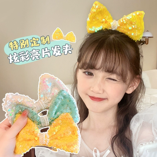 Блестки для ногтей с бантиком, детский аксессуар для волос, детская заколка для волос, детские безвредные шпильки для волос для принцессы, в западном стиле