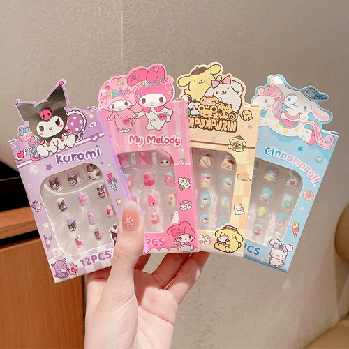 Sanrio, детские мультяшные наклейки для ногтей для ногтей, самоклеющаяся детская милая экологичная клубника, водонепроницаемая наклейка, долговременный эффект
