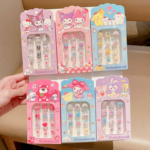 Sanrio, детские мультяшные наклейки для ногтей для ногтей, самоклеющаяся детская милая экологичная клубника, водонепроницаемая наклейка, долговременный эффект