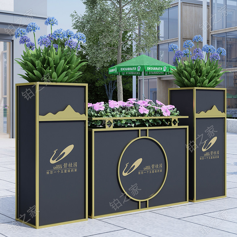 Sales department wrought iron gold frame flower box commercial street outdoor combination flower bed municipal fence partition flower stand flower tank customization
