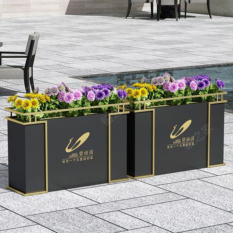 Sample house exhibition center milk tea shop dining bar fence screen planting flower trough creative wind flower bed wrought iron outdoor flower box combination