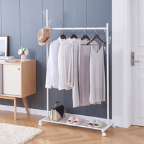 Bedroom home clothes rack floor-to-ceiling double-pole simple coat rack modern simple room mobile hanger shoes