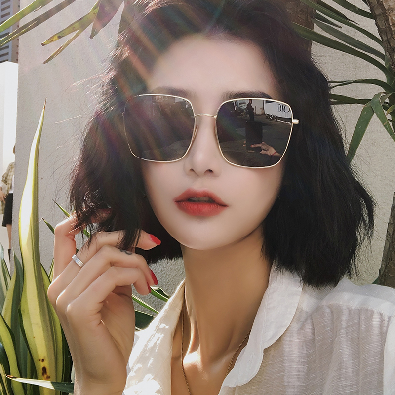 D Home Sunglasses 2022 New Tide Women Ins Big Faces Slim Polarized Sunglasses Anti UV Mesh Red Glasses Summer