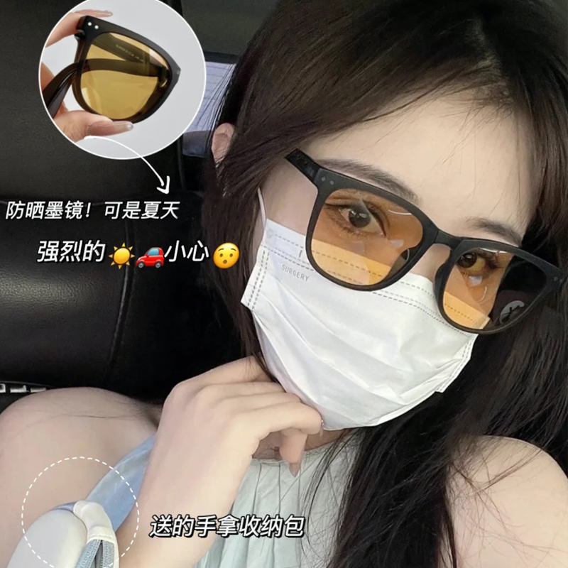 Charred folding tea-coloured sunglasses women Summer sun protection against UV2021 new sunglasses for photo-shading