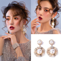 Baroque retro style earrings women 2019 new fashion exaggerated stud earrings earrings long temperament Korean net red drop earrings